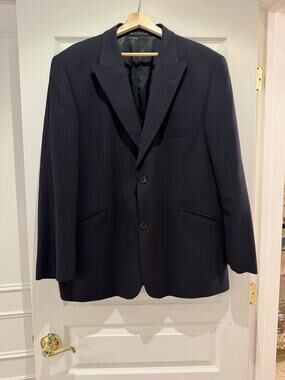 Emanuel Ungaro Men's XL Midnight Navy Pinstripe Blazer Sport Coat